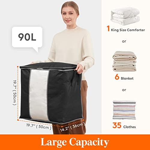 LifeWit odjeća za skladištenje 90L Organizator velikog kapaciteta s ojačanom ručicom debela tkanina za kombinezone, pokrivače,