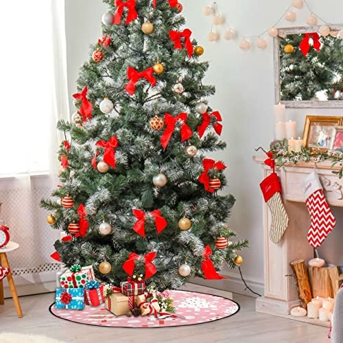 CUPADA Božićna zimska stabla crtić božićno drvce prostirke vodootporna suknja od drveta, bijele crvene točkice xmas stalak