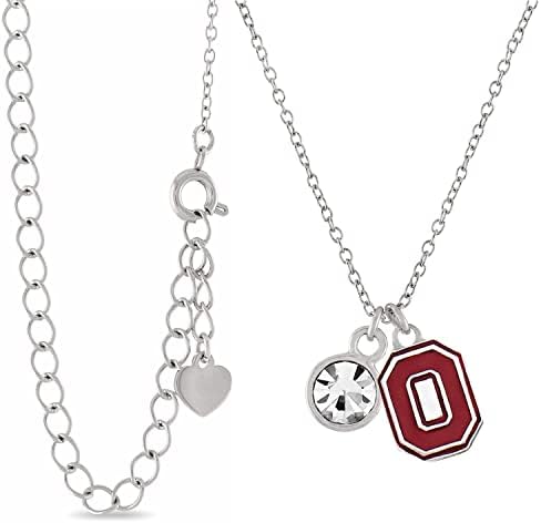 Ogrlica Ohio State Buckeyes za žene - OSU blok o kristalna ogrlica - Hypoalergenična ogrlica od nehrđajućeg čelika za žene