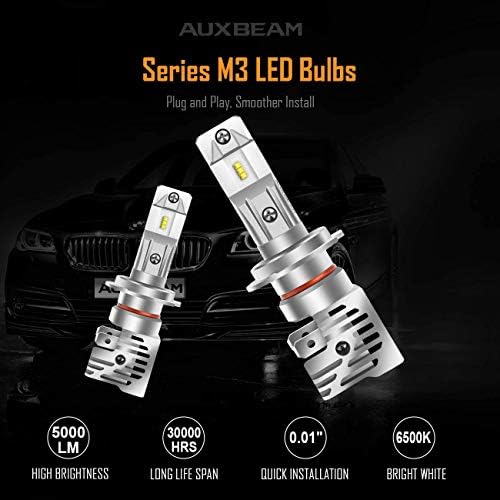 Auxbeam H7 LED žarulje, H7 LED komplet za pretvorbu 50W 5000LM 6500K ZES LED CHIP F-M3