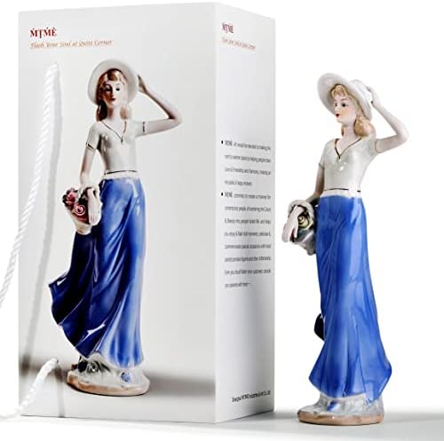 MTME ṁṭḿè Porculanske figurice dama natrag s cvijećem, isklesanim statuema, ručnim izradama, umjetničkim robama, skulptura,
