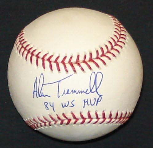 Alan Trammell autogramirani bejzbol s natpisom 84 WS MVP