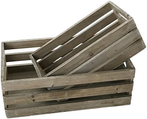 MyGift rustikalna tamno siva drvena ukrasna kutija za skladištenje s ručkama za izrezivanje - sanduke za gniježđenje u zemlji,