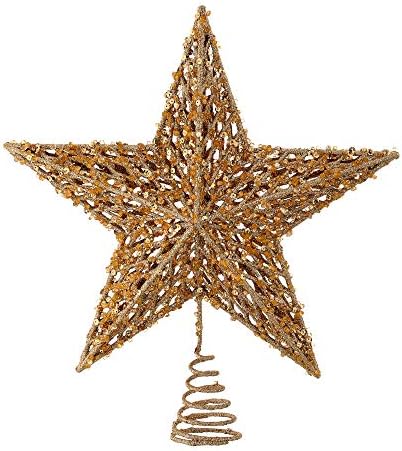 Suvremeni dom koji živi 27,75 Zlatna šljokica Glitter zvijezda božićno drvce Topper