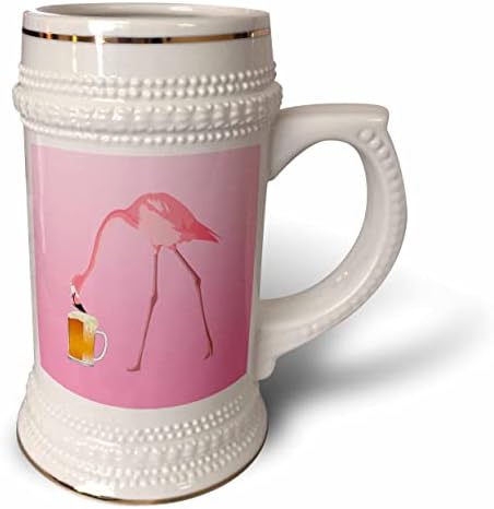 3Drose Pink Flamingo pije pivo iz šalice za pivo. - 22oz Stein šalica