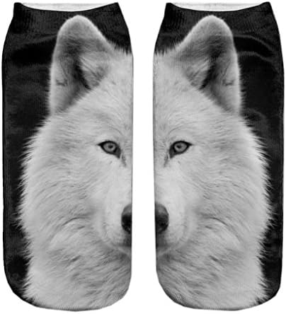 Doxi White Wolf nisko izrezane čarape za gležnjeve tiskajte pamuk kawaii stil slobodna veličina