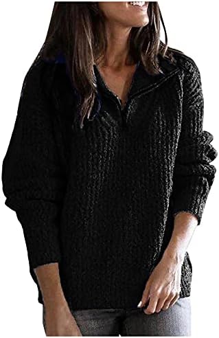 Pulover džemperi za žene, crni mock kornjača za žene džemper blejzer dugački džemper petite ženska jesen i zimska ležerna