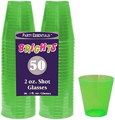 Čaše za koktele od tvrde plastike od 2 oz, neonsko zelene, 50 komada