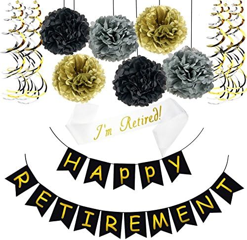 Ukrasi o umirovljenju za žene, Rose Gold Happy Retantion Službeno umirovljeni sash confetti baloni papir pom poms postavljen