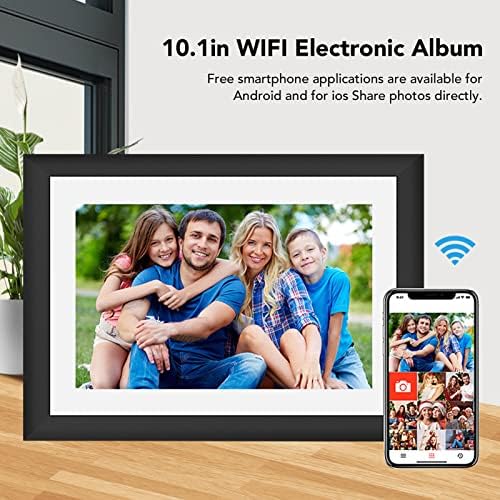 10.1in Smart Digital Photo Frame, 2,4GHz Wifi Electronic Album s dodirnim zaslonom, 16G memorijski drveni digitalni okvir