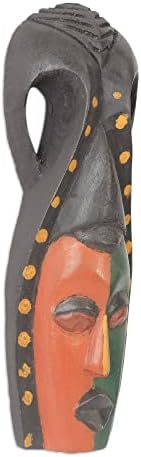 Nepoznato1 Ručno izrađena živopisna maska ​​Ewe 4.3 x 12.25 više boja narančastim tradicionalnim akrilnim drvenim završetkom