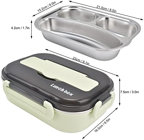 Termička kutija za bento, kutija za ručak od nehrđajućeg čelika s 3 rešetke u odjeljku kutija za ručak procurivanje grijanja
