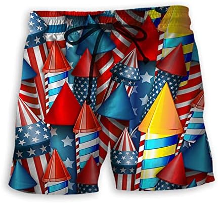 s muškim proljetno-ljetnim ležernim kratkim hlačama s printom Dan neovisnosti, sportskim hlačama za plažu s dugim rukavima