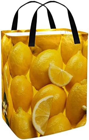 Žuta tiskana limunska voćna tekstura sklopiva košara za rublje 60L vodootporne košare za rublje košara za pranje odjeće igračke