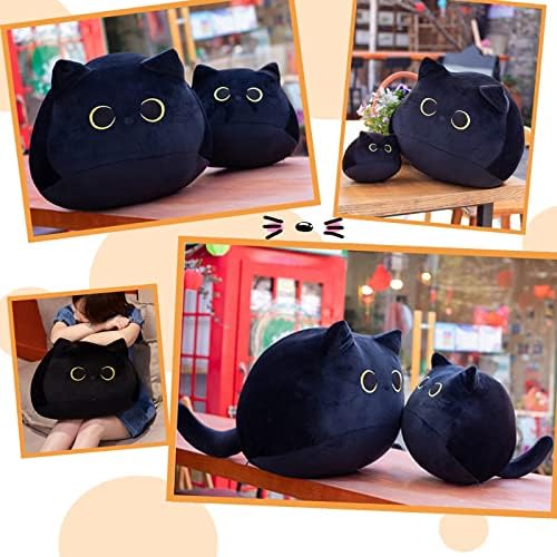 Yoruii crna mačka plišana igračka crna mačja jastuk, 16 -inčni kreativni jastuk u obliku mačaka, slatke mačje plišane igračke,