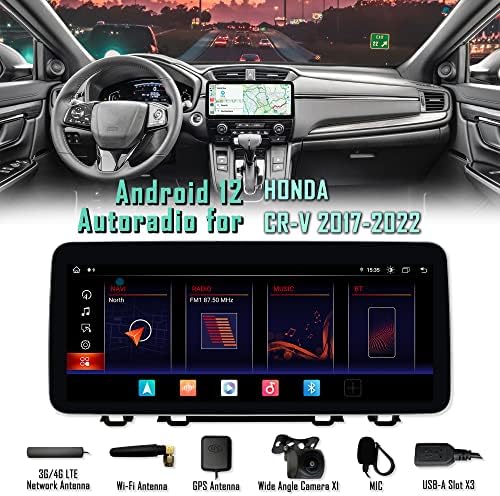 AASINUOZTEC Android 12 auto stereo radio za Honda CR-V CRV 2017 2018 2019 2020 2021 2022, 12,3 IPS zaslon osjetljiv na dodir