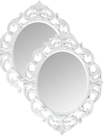 Ovalno Vintage zidno ogledalo, bijelo, 11,5 inča 15 inča