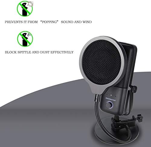 Vjetrobransko staklo mikrofona-4-inčni 3-slojni pop filter s fleksibilnom kopčom za guščji vrat na 360mt kompatibilan s ND: