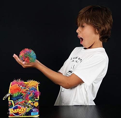 Fluff Ball Bandy Ball igračke od Ja-Ru Stripy gumene kuglice za djecu i odrasle. Senzorni stres ublažavanje igračaka. Zabavna