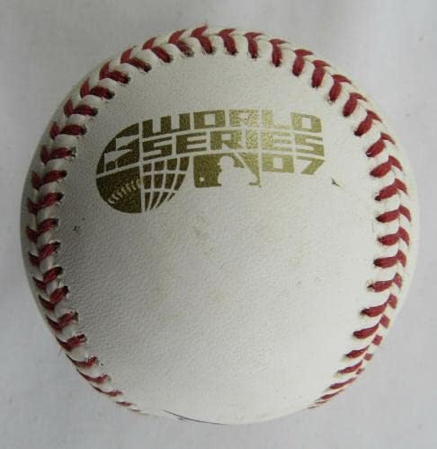 Manny Delcarmen potpisao automatsko autogram Rawlings 2007 World Series Baseball B108 - Autografirani bejzbol