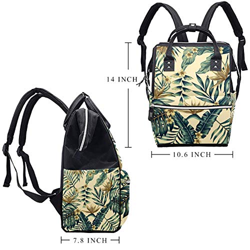 Tropski listovi i zlatni cvjetovi Palmi i ptica raja Plumeria pelene torbe torbe mumija ruksak veliki kapacitet za pelene