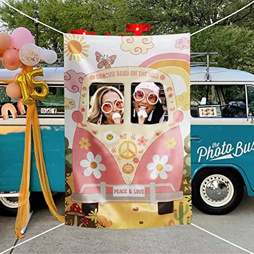 Groovy Party Dekoracije, pozadina hipi autobusa Velika boho dekor selfie foto okvir dva groovy rođendanska zabava pribor