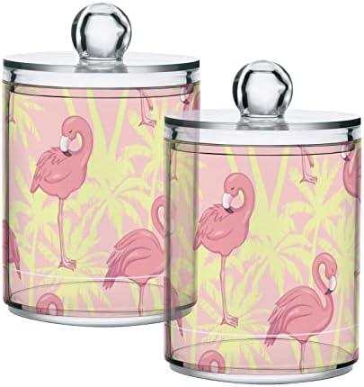 Listovi flaminga Pam držač pamučnog štapića spremnici za kupaonicu staklenke s poklopcima Set pamučnih štapića Okrugli držač