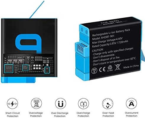 Hero 9 Zamjenske baterije 2-pack i dvokanalni USB Type-C punjač kompatibilan s GoPro Hero 9 Black AHDBT-901
