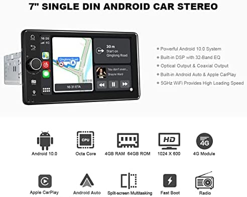 Радующееся glavu Android uređaj 10.0 Восьмиядерное 4 GB + 64 GB 7-дюймовое auto stereo s jednim Din modula-Stop radio s fizičkom