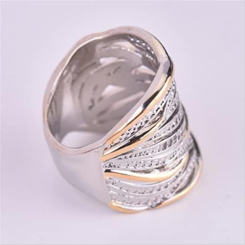 Novo za 2023. godinu, novi kreativni dvobojni prsten od pravog zlata s cirkonom, ženski zaručnički prsten, veličina prstena