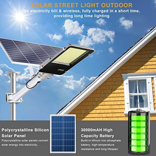 1000MD solarna ulična svjetiljka na otvorenom 100000MD ultra visoke svjetline od sumraka do zore LED svjetlo, daljinsko upravljanje,
