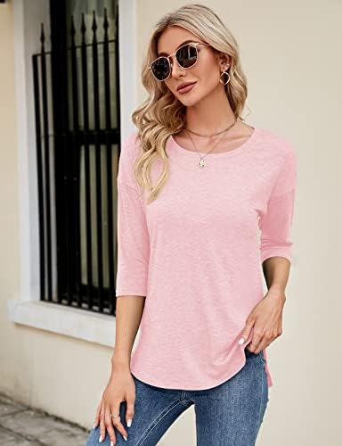 KancyStore ženski vrhovi 3/4 rukava casual labave fit tunike majice majice majice za vrat