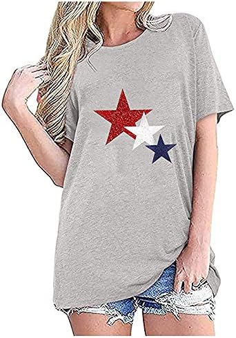 4. srpnja majica Žene pentagram jednostavne košulje kratki rukav usa usa neovisnost tunika tee domoljubni vrhovi bluza