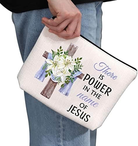 G2Tup kršćanski dar postoji moć u ime Isusovo šminkerstvo religijska kozmetička torba isus Krist dar cross poklon vjera poklon