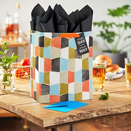 Hallmark omot 13 velika poklon vrećica s papirnim papirom, 130, narančasta, plava, zelena, crna
