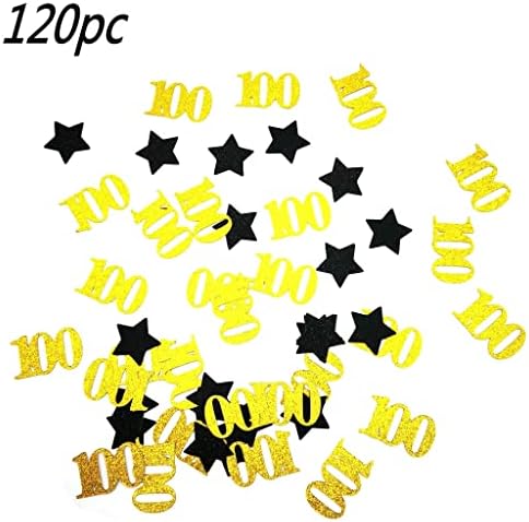 100 Confetti Gold Black Star Confetti Confettary Slitter stol Confetti za 100. rođendan, Objektiva za zabavu