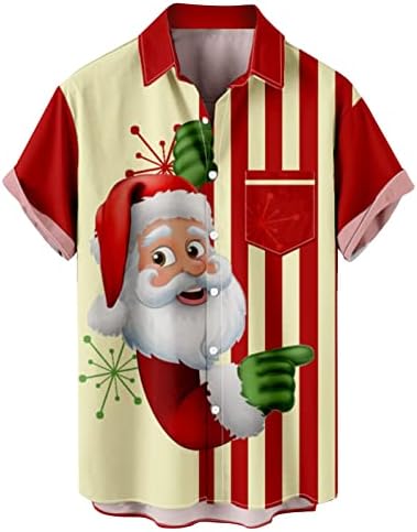 Wocachi muške božićne košulje kratki rukavi funky gumb Down majice zabava aloha majice Djeda Božićna majica Havajska košulja