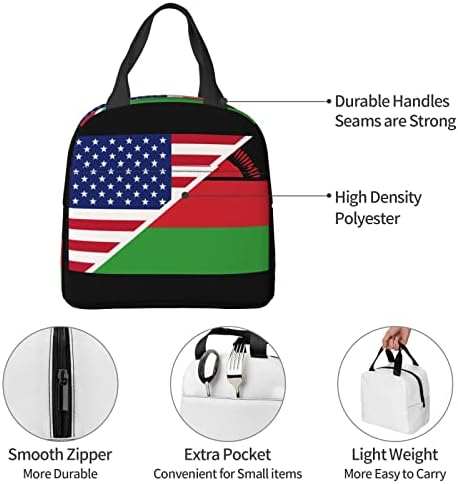 SWPWAB USA i MALAWI FLAG FLAGE RAZIMLJIVANE FOILNE FOILE ZGOVOR Izolirane bento torbe i za muškarce i za žene