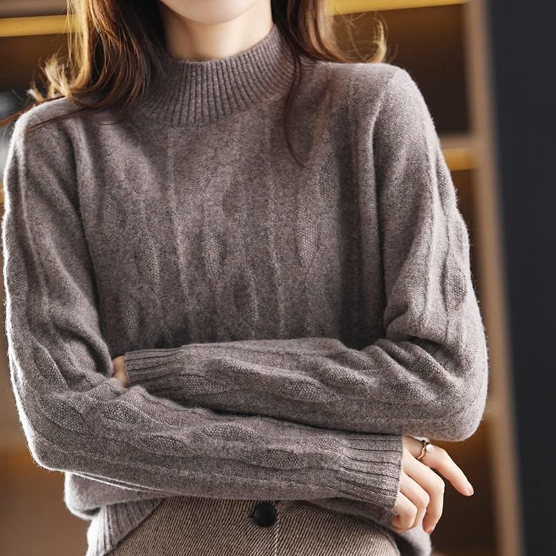 Angxiong boja pola visokog vrata žene zima toplo dugačka rukava ležerni pulover pleteni džemper