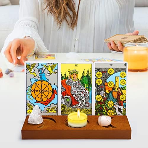 Držač tarot kartice, igranje palube zaslona za tarot s Triple Mjesečevim fazama simbola, drveni tarot čitanje ukrasne ladice