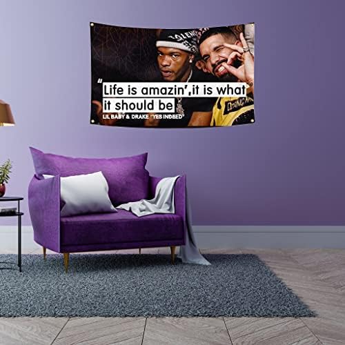 Drake Flag 3x5feet Život je Amazin 'To je ono što bi trebalo biti natpisni za spavaonicu za dnevnu sobu dekor u spavaonici