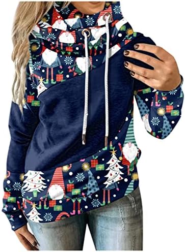 Božićni pulover vrhovi kapuljača za žene za žene dugi rukavi vrat casual fit struga majice majice
