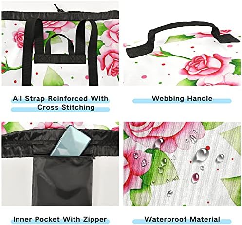 Valentinova torba za rublje s akvarelnim cvijetom, ruksak za rublje za teške uvjete rada s naramenicama i ručkama, putna