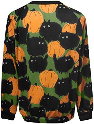 Narhbrg modni posada dukserica za žene bundeve crni mačji tisak jeseni košulje casual labave fit comfy mekani pulover