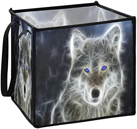 KeePreal Cool Wolf Wolf Animal Cube Cube Cathe s ručkama, veliki sklopni košarica za odlaganje organizatora za ukrasni dom