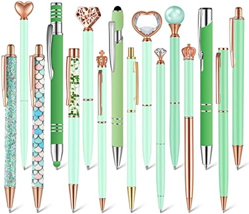 16 komada Kristalni dijamantni olovke za djecu Žene Metalne kuglice olovke za rasuti dijamantni tekući sjajni olovka s crnom