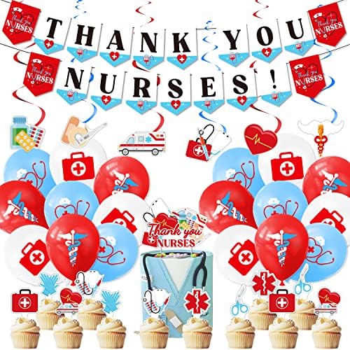 44 komada ukrasa za maturalne sestre ukrasi za sestrinske zabave banner hvala medicinskim sestrama plavi i crveni vijenac
