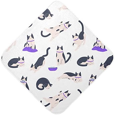 VVFelixl ručnik za bebe s kapuljačom slatke smiješne mačke crno -bijelo mačiće upijaju dječji ručnici pamučni meki ručnik