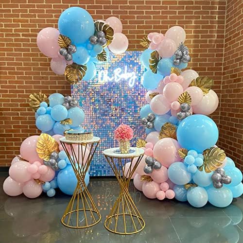 139pcs Garland Arch set s ružičastim i plavim balonima, srebrni baloni za dječaka ili djevojčicu, ukrasi za spol, rođendan,