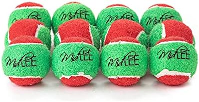 Midlee 1,5 Mini Squeaker božićni pse teniske kuglice - crveno/zeleno pakiranje od 12